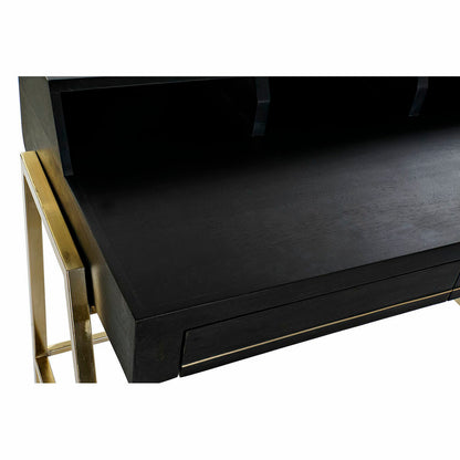 Desk DKD Home Decor Black Metal Golden Mango wood (125 x 74 x 93.5 cm) DKD Home Decor