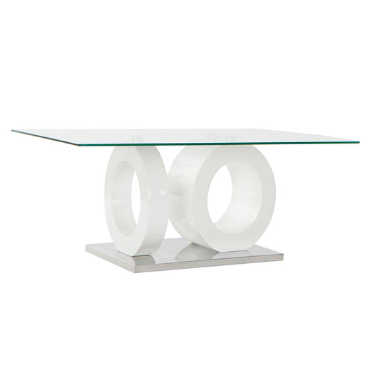 Centre Table DKD Home Decor White Transparent Wood Crystal MDF Wood 110 x 60 x 45 cm DKD Home Decor