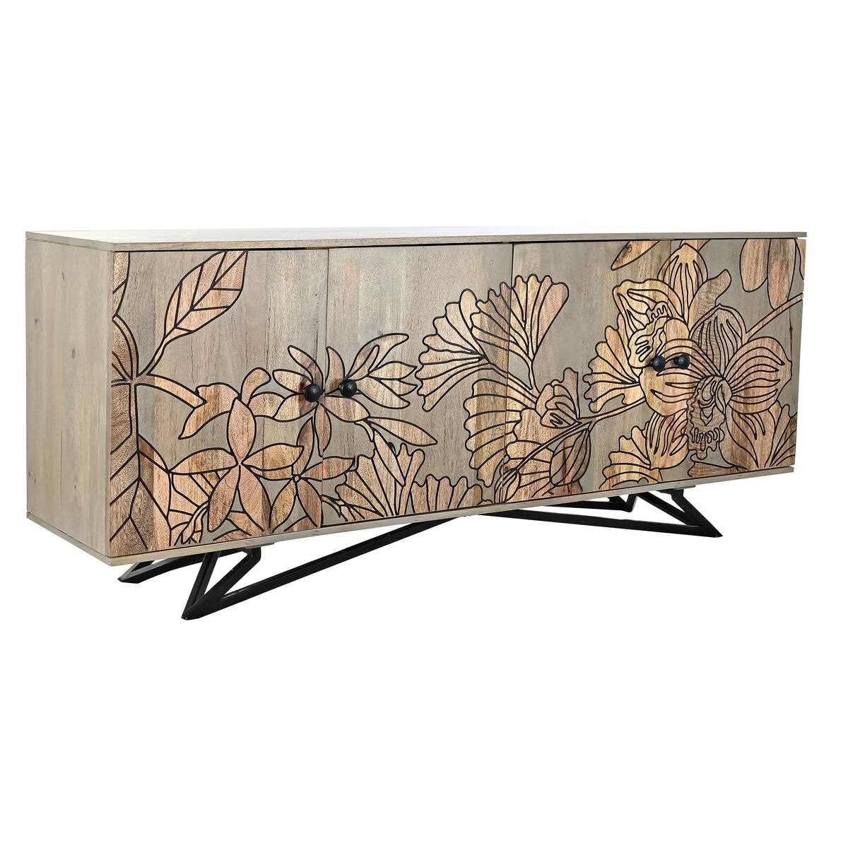 Sideboard DKD Home Decor Natural Grey Metal Mango wood (177 x 45 x 74 cm)