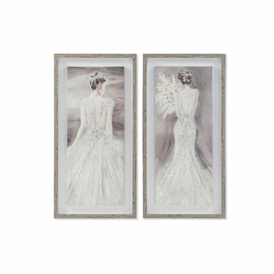 Painting DKD Home Decor 40 x 3,8 x 80 cm Lady Romantic (2 Units) DKD Home Decor