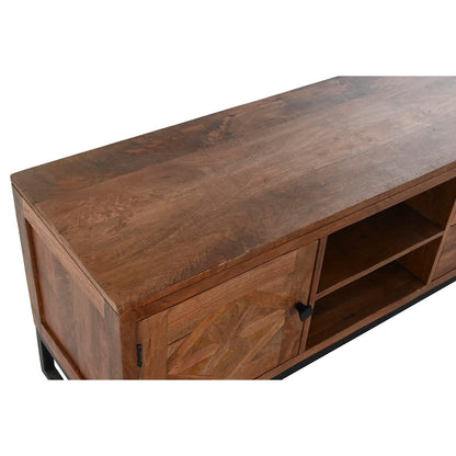 Sideboard DKD Home Decor Natural Black Golden Metal Mango wood (145 x 40 x 85 cm)