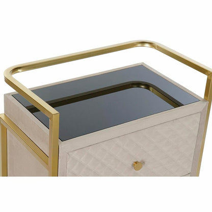 Side table DKD Home Decor Beige Golden Metal Crystal 60 x 35 x 75 cm