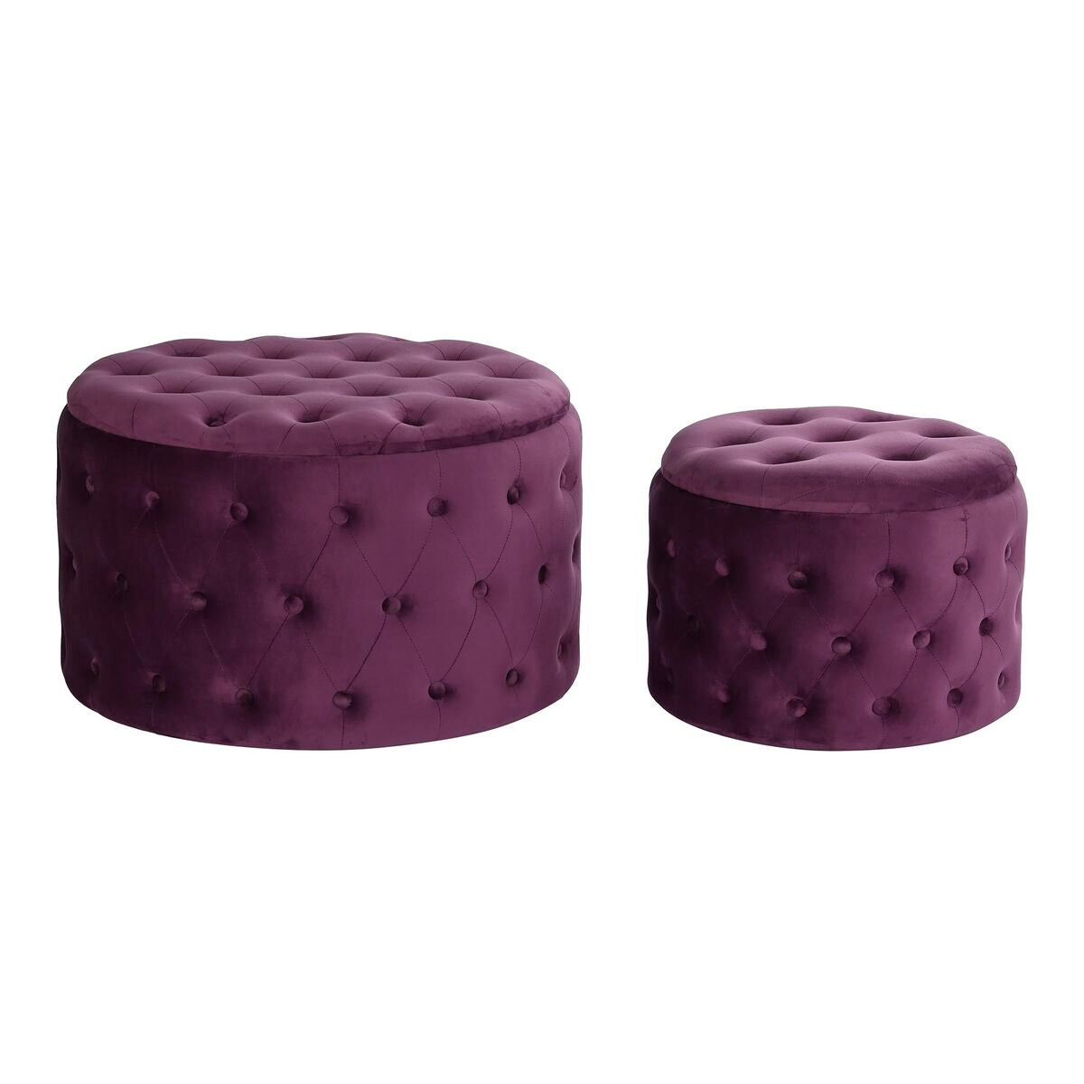 Footrest DKD Home Decor Purple Polyester Burgundy MDF Wood (70 x 70 x 42 cm)