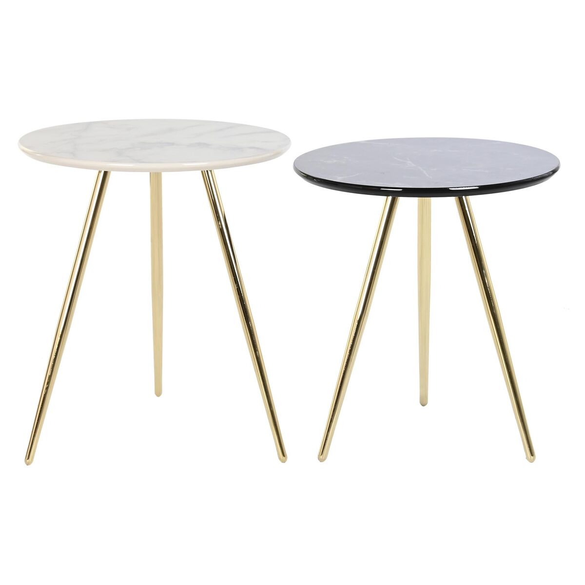 Set of 2 tables DKD Home Decor White Black Golden 46 x 46 x 45 cm