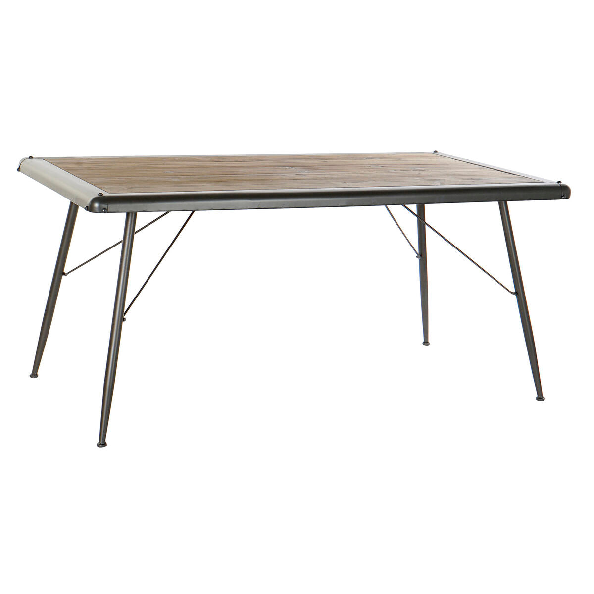 Dining Table DKD Home Decor Fir Natural Metal Light grey 161 x 90 x 75 cm