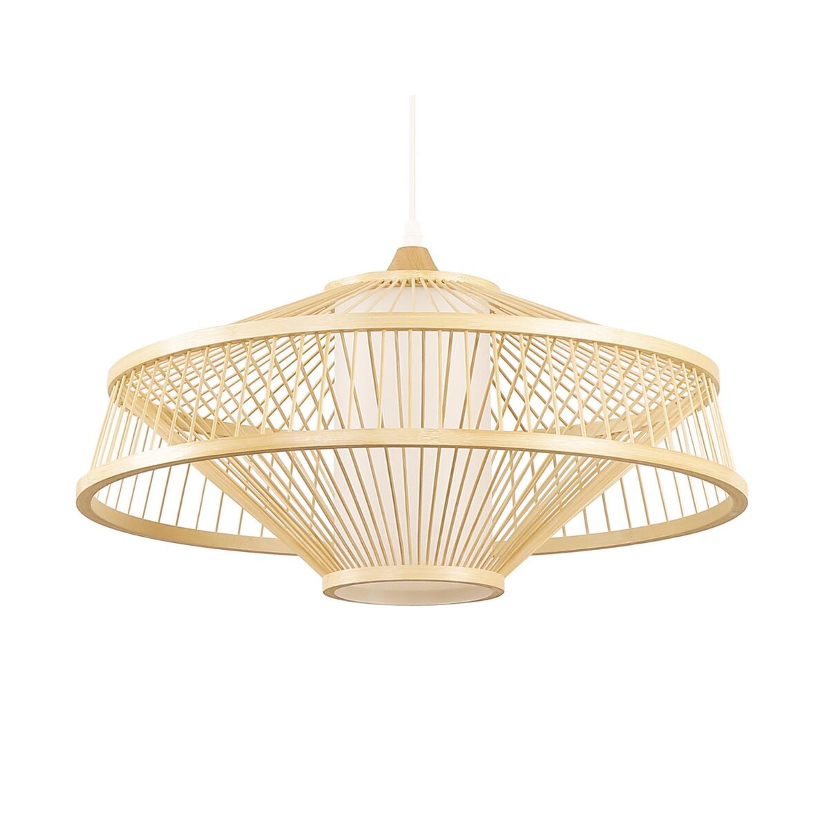 Ceiling Light DKD Home Decor Polyester Bamboo (50 x 50 x 23 cm) DKD Home Decor