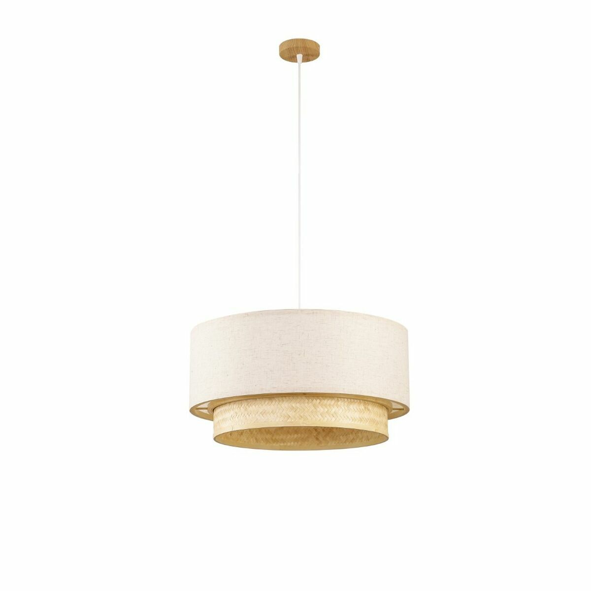 Ceiling Light DKD Home Decor Polyester White Light brown Bamboo 50 W (50 x 50 x 25 cm) DKD Home Decor