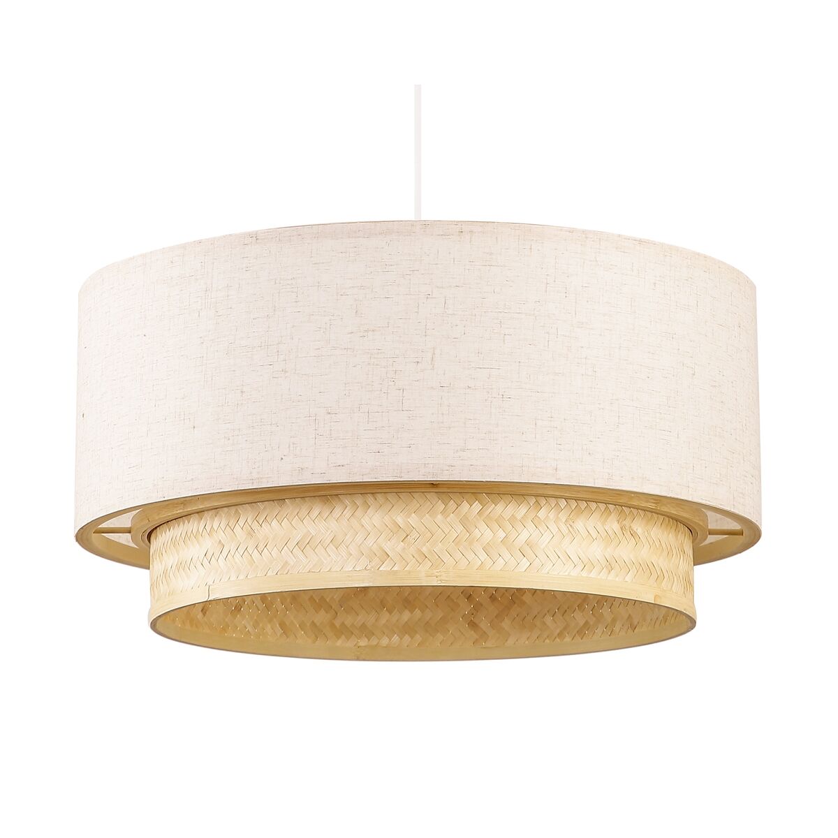 Ceiling Light DKD Home Decor Polyester White Light brown Bamboo 50 W (50 x 50 x 25 cm) DKD Home Decor