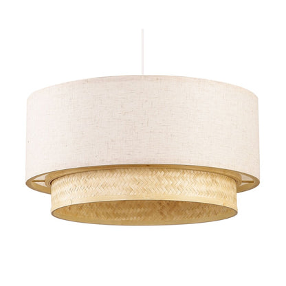 Ceiling Light DKD Home Decor Polyester White Light brown Bamboo 50 W (50 x 50 x 25 cm) DKD Home Decor