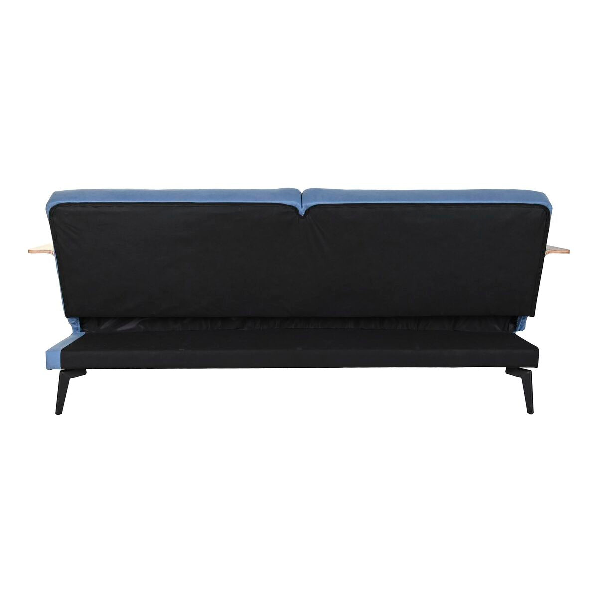 Sofabed DKD Home Decor Black Blue Metal Brown Polyester Eucalyptus wood (203 x 87 x 81 cm)