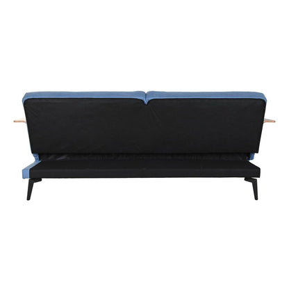 Sofabed DKD Home Decor Black Blue Metal Brown Polyester Eucalyptus wood (203 x 87 x 81 cm)