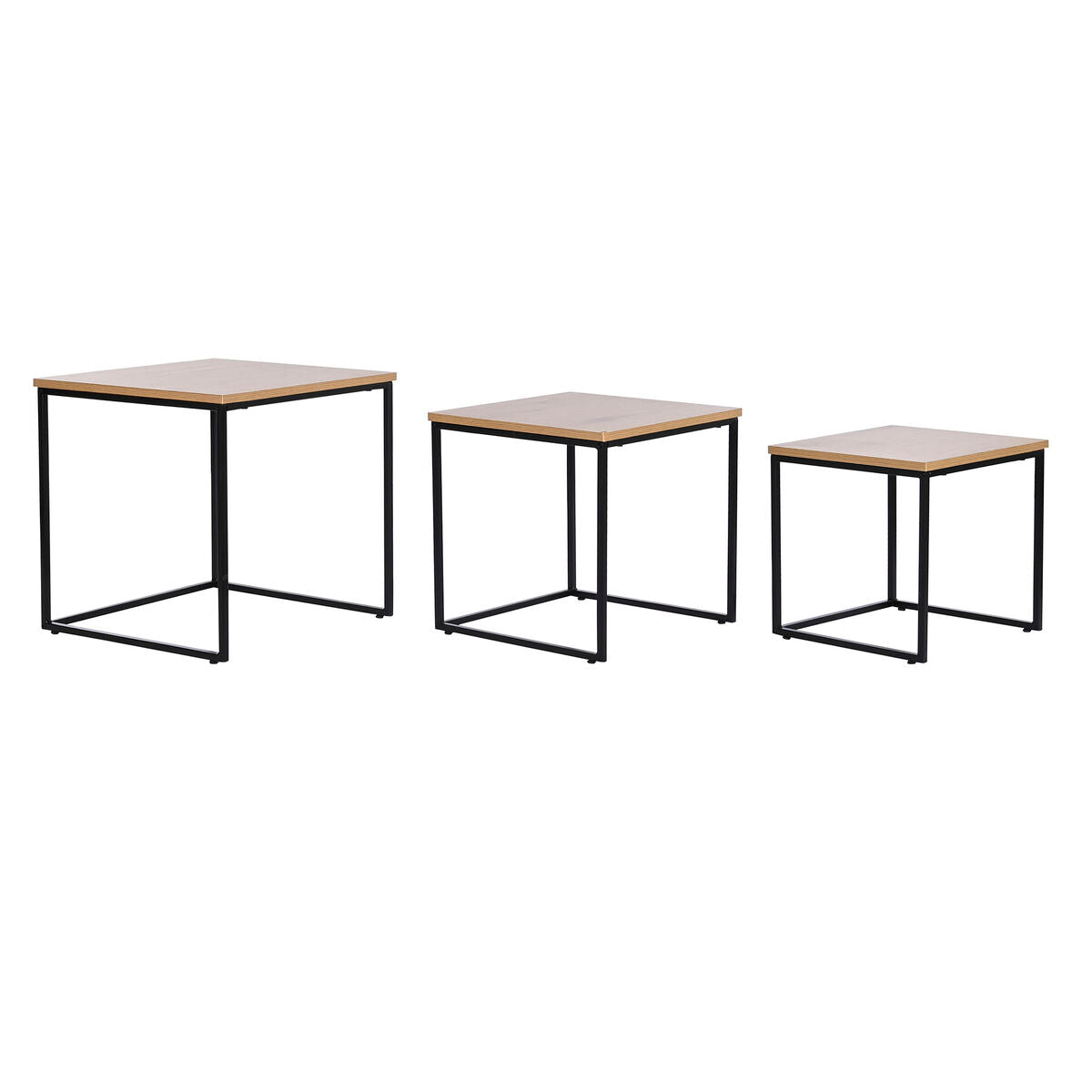 Set of 3 tables DKD Home Decor Black Metal 45 x 45 x 45 cm MDF Wood