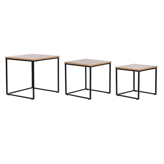 Set of 3 tables DKD Home Decor Black Metal 45 x 45 x 45 cm MDF Wood