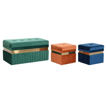 Bench DKD Home Decor Blue Green Orange Golden MDF Wood 93 x 47 x 45 cm (3 Units)