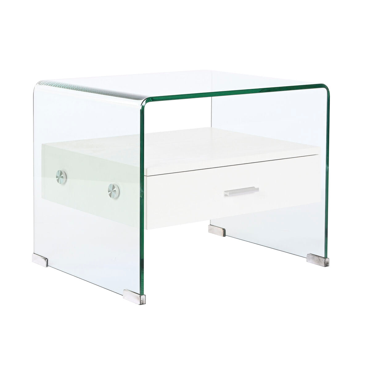 Nightstand DKD Home Decor White Transparent Crystal MDF Wood 50 x 40 x 45,5 cm