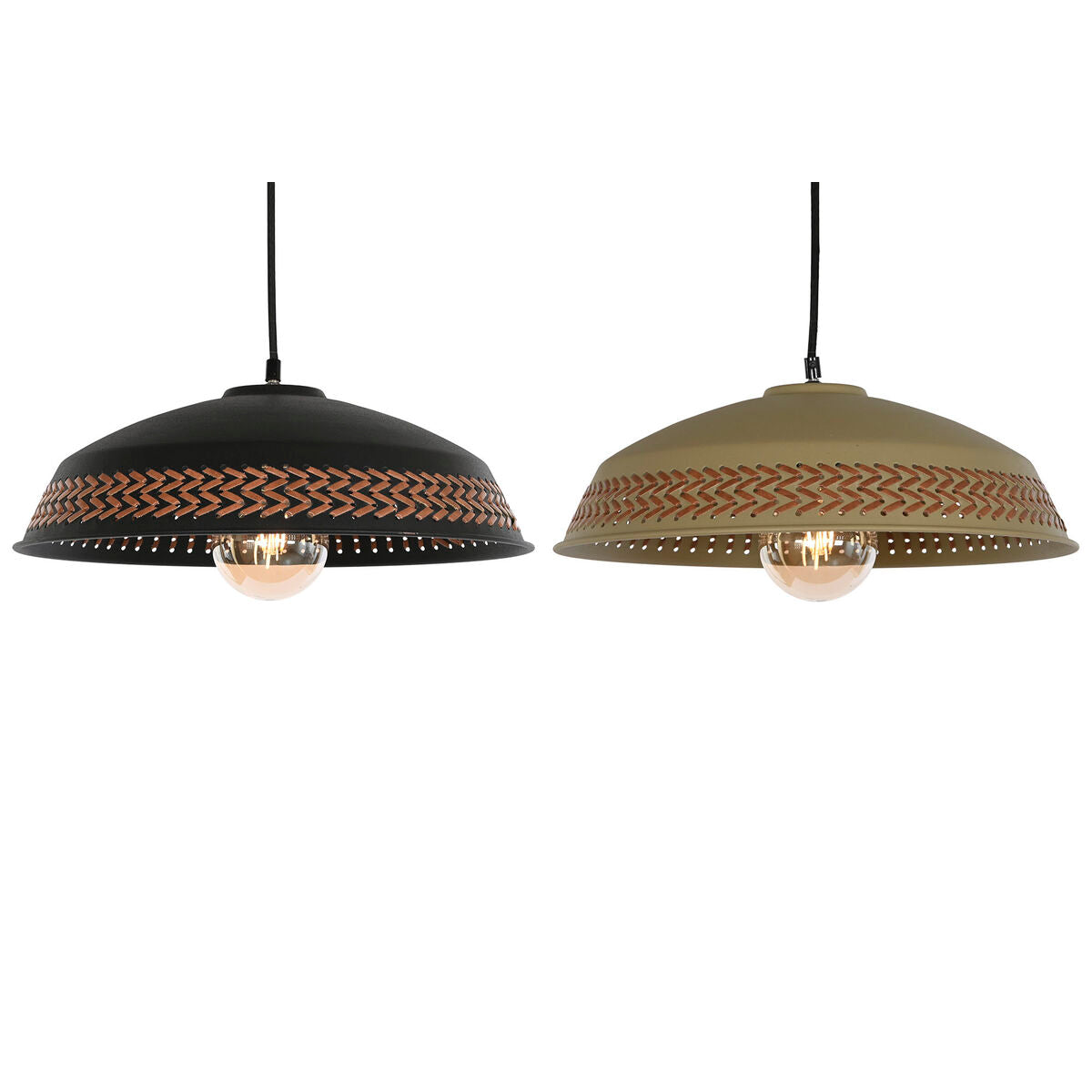 Ceiling Light DKD Home Decor Brown Black Cream Metal 50 W 42 x 42 x 24 cm (2 Units) DKD Home Decor