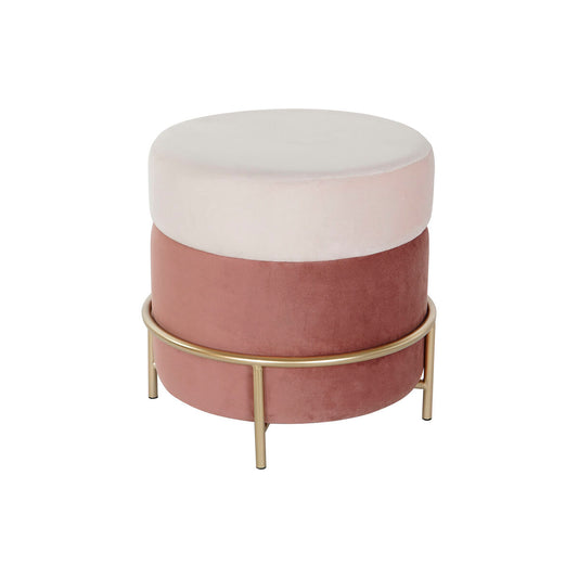 Footrest DKD Home Decor Pink Golden Metal Velvet 48 x 48 x 47 cm