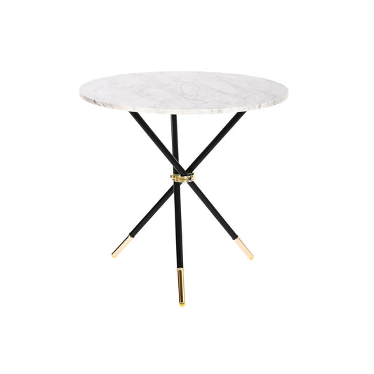 Side table DKD Home Decor White Black Golden Metal MDF Wood 80 x 80 x 76 cm