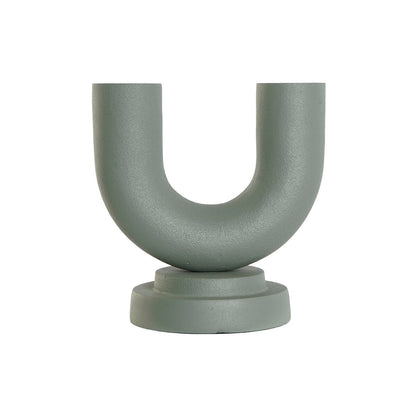 Vase Home ESPRIT Green Aluminium 18 x 13 x 19 cm (2 Units) Home ESPRIT