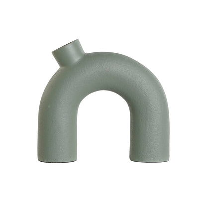 Vase Home ESPRIT Green Aluminium 19 x 5 x 17 cm (2 Units) Home ESPRIT