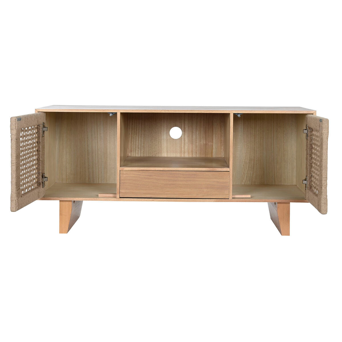 TV furniture Home ESPRIT Beige Natural Jute Pinewood 120 x 40 x 55 cm