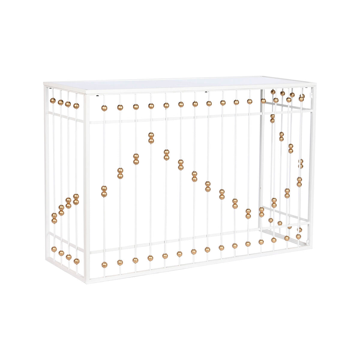 Console Home ESPRIT White Golden Mirror 120 x 40 x 80 cm