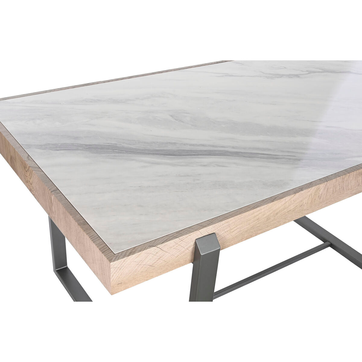 Dining Table Home ESPRIT White Grey Natural Metal 150 x 85 x 75 cm