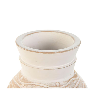 Vase Home ESPRIT White Natural Mango wood Colonial 15 x 15 x 38 cm Home ESPRIT