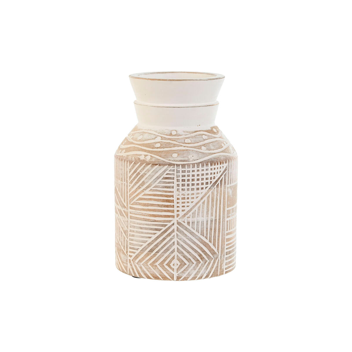 Vase Home ESPRIT White Natural Mango wood Colonial 15 x 15 x 38 cm Home ESPRIT