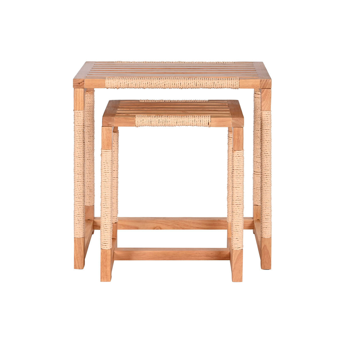 Set of 2 tables Home ESPRIT Natural Rope Fir 58 x 38 x 60 cm