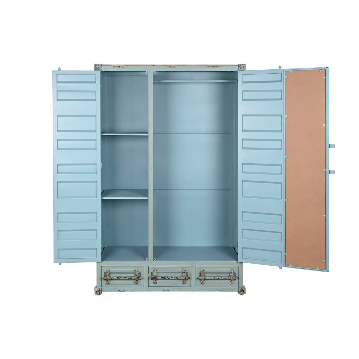 Cupboard Home ESPRIT Turquoise Sky blue 112 x 46 x 174 cm