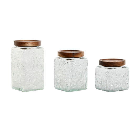 3 Tubs Home ESPRIT Natural Crystal Acacia 500 ml 750 ml 1 L 9,5 x 9,5 x 17,5 cm - byKim