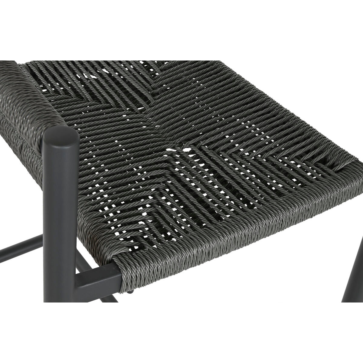 Stool Home ESPRIT Black Dark grey Aluminium Rattan 52 x 55 x 105 cm