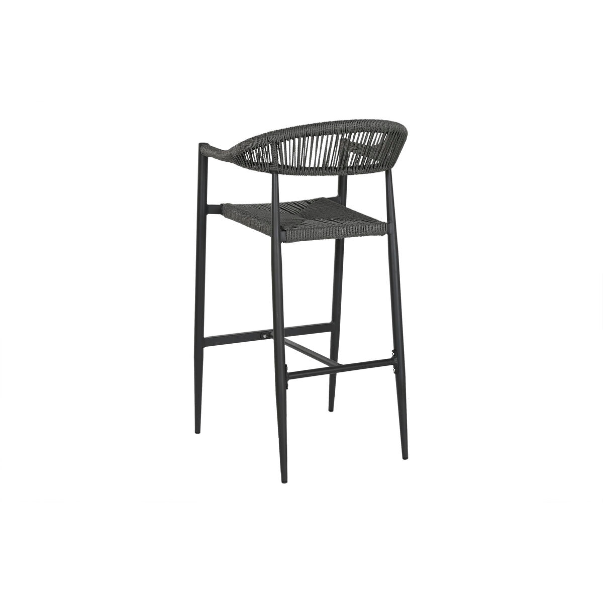 Stool Home ESPRIT Black Dark grey Aluminium Rattan 52 x 55 x 105 cm