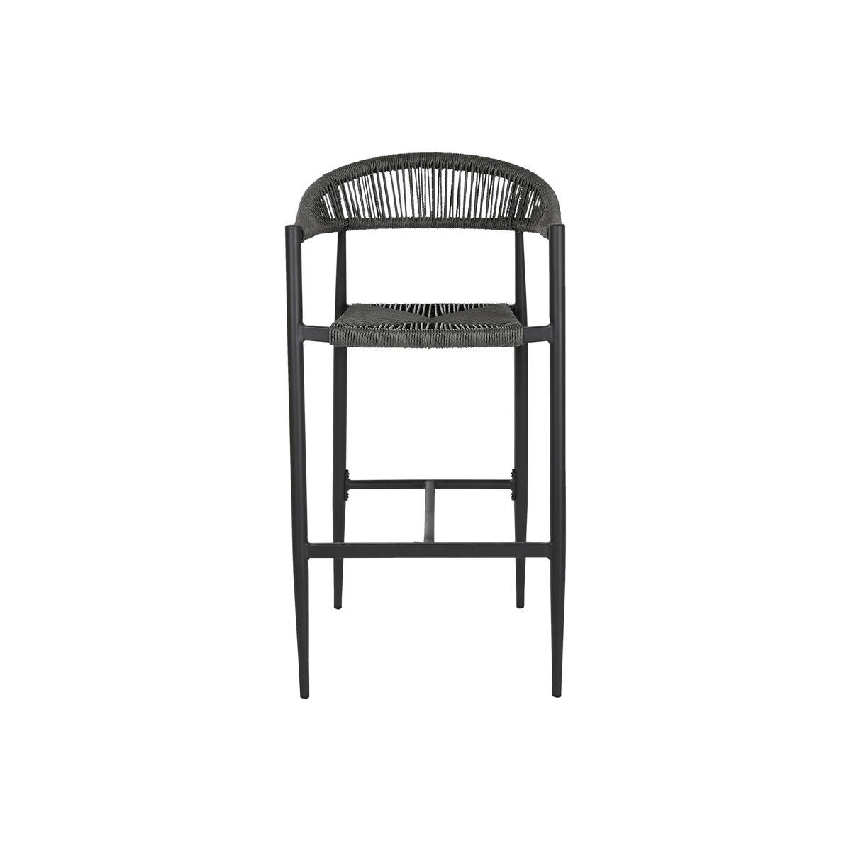 Stool Home ESPRIT Black Dark grey Aluminium Rattan 52 x 55 x 105 cm