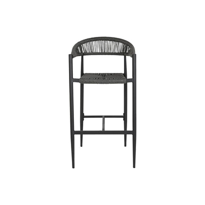 Stool Home ESPRIT Black Dark grey Aluminium Rattan 52 x 55 x 105 cm