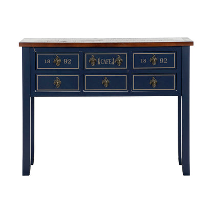 Console Home ESPRIT Brown Navy Blue Paolownia wood 103 x 35 x 80 cm Home ESPRIT