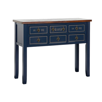 Console Home ESPRIT Brown Navy Blue Paolownia wood 103 x 35 x 80 cm Home ESPRIT