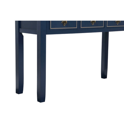 Console Home ESPRIT Brown Navy Blue Paolownia wood 103 x 35 x 80 cm Home ESPRIT