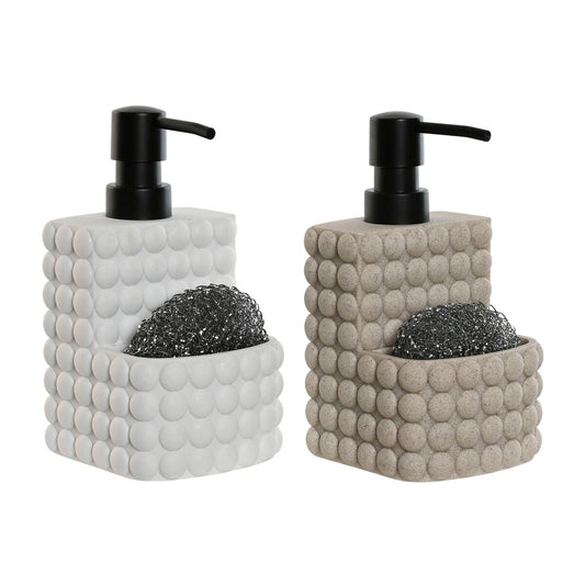 Soap Dispenser Home ESPRIT Black Beige Light grey Resin Marble 9 x 8 x 18 cm (2 Units)