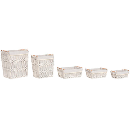 Laundry basket Home ESPRIT White Natural Metal Shabby Chic 42 x 32 x 51 cm 5 Pieces