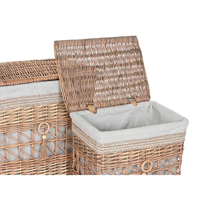 Laundry basket Home ESPRIT Beige Natural wicker Shabby Chic 47 x 35 x 55 cm 5 Pieces