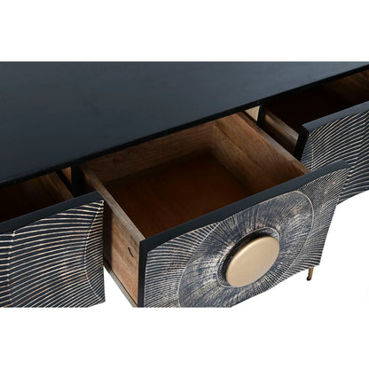 Console Home ESPRIT Black Golden Metal Mango wood 120 x 38 x 76 cm