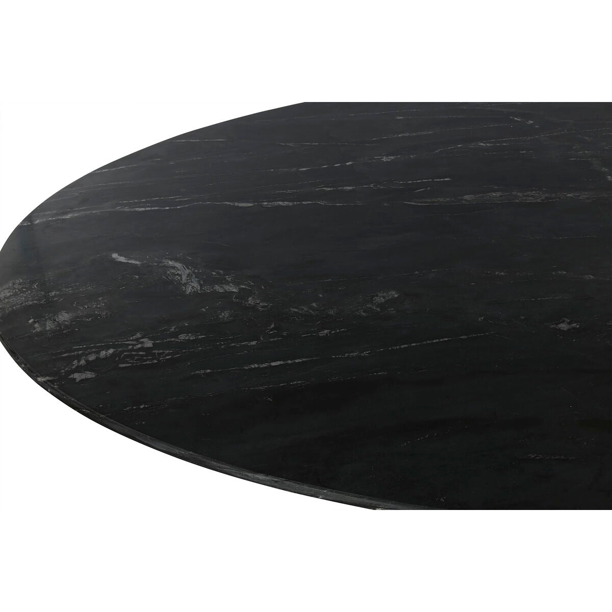 Dining Table Home ESPRIT Black Natural Marble Acacia 115 x 115 x 76 cm