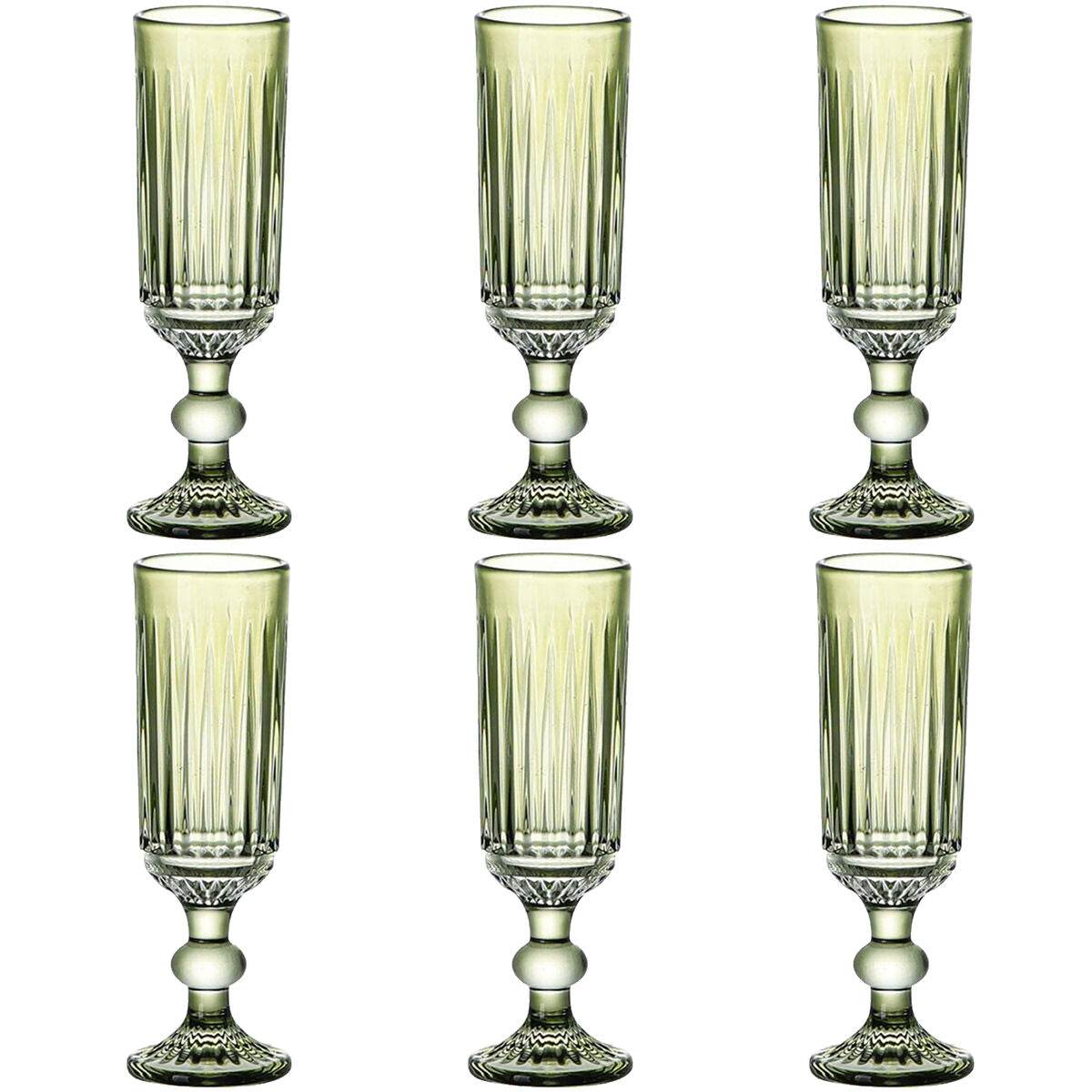 Set of cups Home ESPRIT Green Crystal 6 x 6 x 18,4 cm (6 Units)