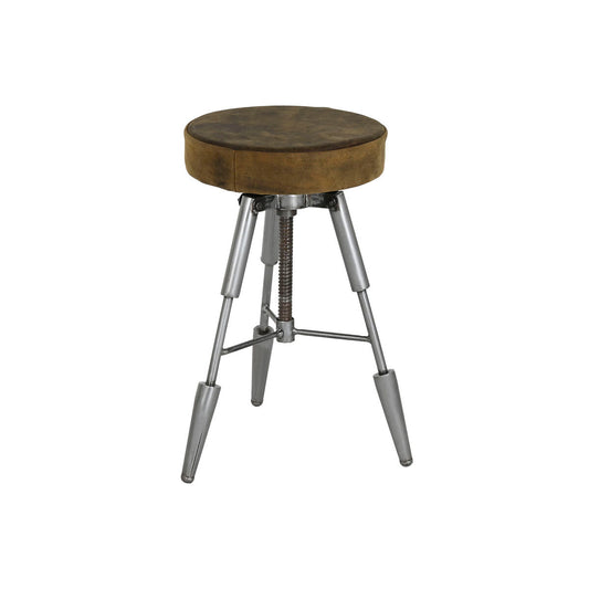 Stool Home ESPRIT Brown Silver Leather Metal 39 x 39 x 57 cm