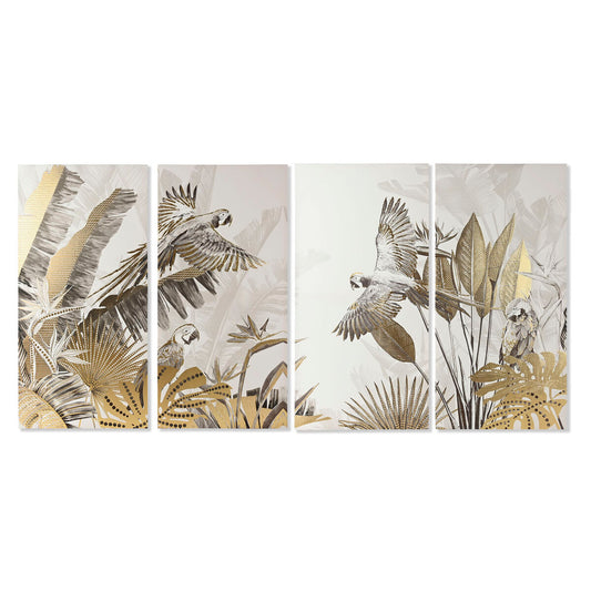 Set of 4 pictures Home ESPRIT Beige Golden Tropical 280 x 3,2 x 140 cm Home ESPRIT