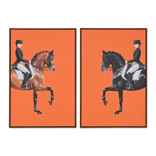 Painting Home ESPRIT Brown Orange Modern Horse 60 x 4 x 90 cm (2 Units)