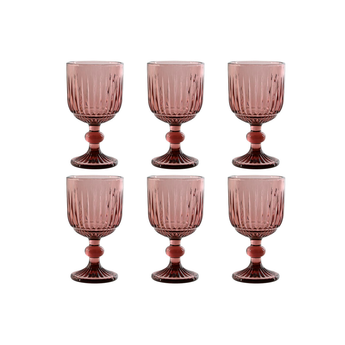 Set of cups Home ESPRIT Pink Crystal 8 x 8 x 14,5 cm (6 Units)