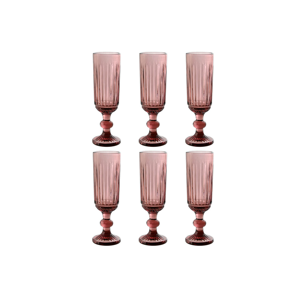 Set of cups Home ESPRIT Pink Crystal 6 x 6 x 18,4 cm (6 Units)